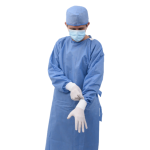 Bata quirúrgica manga larga 4 tiras x 10 und.